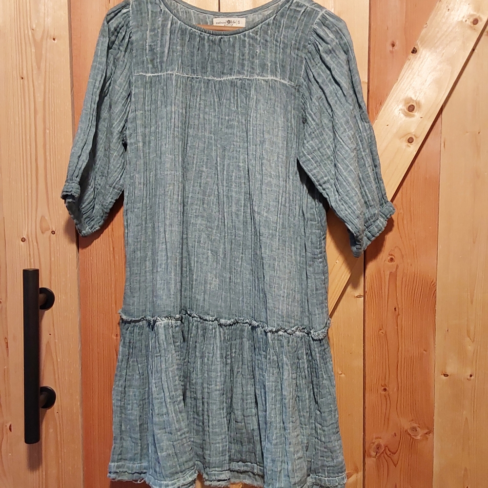 NATURAL LIFE Blue Textured Mini Dress